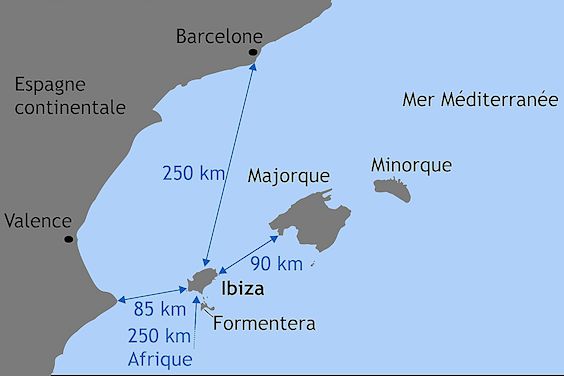 Distances Ibiza continent Majorque 